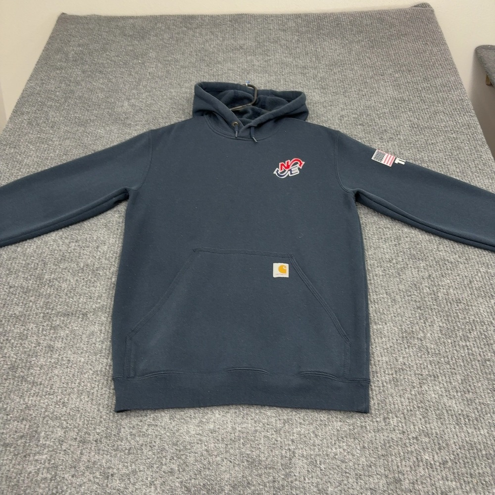 Carhartt Hoodie Mens S Navy Cotton Polyester K121 Pullover Loose Fit Workwear